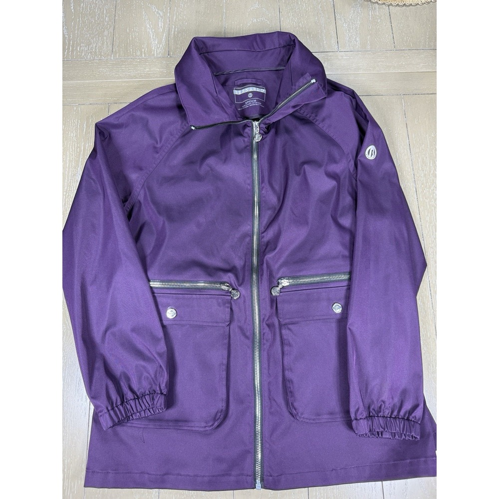 Bernardo Jacket Full Zip Small Purple Grape Hood Front Pockets Lightweight